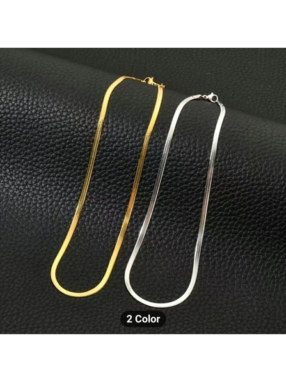 Stainless Steel 18K Gold Plated Chain Herringbone Necklace